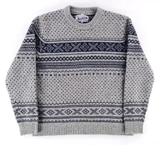 Schott Bros Nordic Sweater Wool Blend Grey Blue Long Sleeve Mens XL