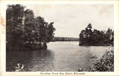#ad #ad Greetings Eau Claire Wisconsin Wis Black White Wob Note 1952 Postcard $5.99
