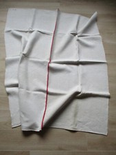 antik Bauernleinen handgewebt Tischdecke um 1900, 137x121cm Monogramm MK.