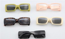 Square Flat Lens Sunglasses Vintage Retro Small Frame Plastic Glasses