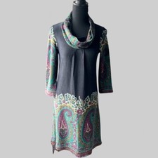 Papillon Soft Paisley Cowl Neck Sweater Dress Size XS