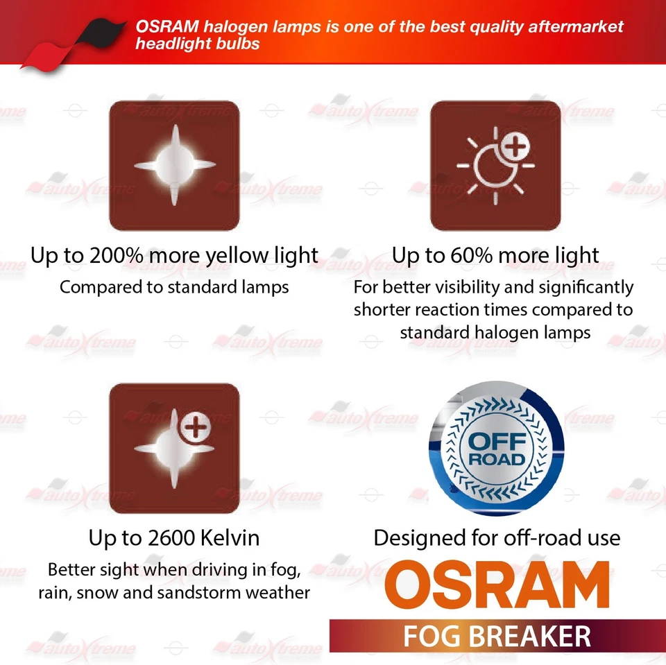 2x HB3 2600K AMARILLO Foco OSRAM INTERRUPTOR ANTINIEBLA Faros Bombillas Lámparas VIGA ALTA Foto 3 de 4