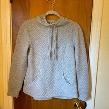 Avalanche Sweater Women s Sz S Light Gray Quilted Pullover Hoodie Sweatshirt Top