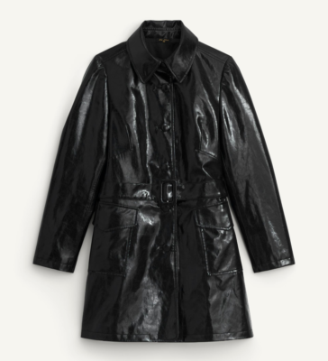 Zara x Kate Moss Leather Effect Trench Coat Black Size M Medium
