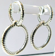 Authentic Pandora Earrings, Silver Double Hoops, #299562C00,