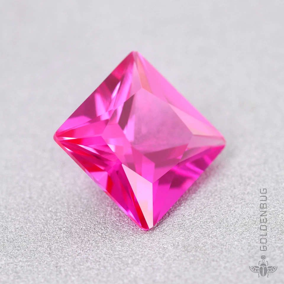 Pink Ruby Genuine Corundum Loose Gemstone Princess Cut Synthetic Lovely Rose Gem - Image 3 of 4