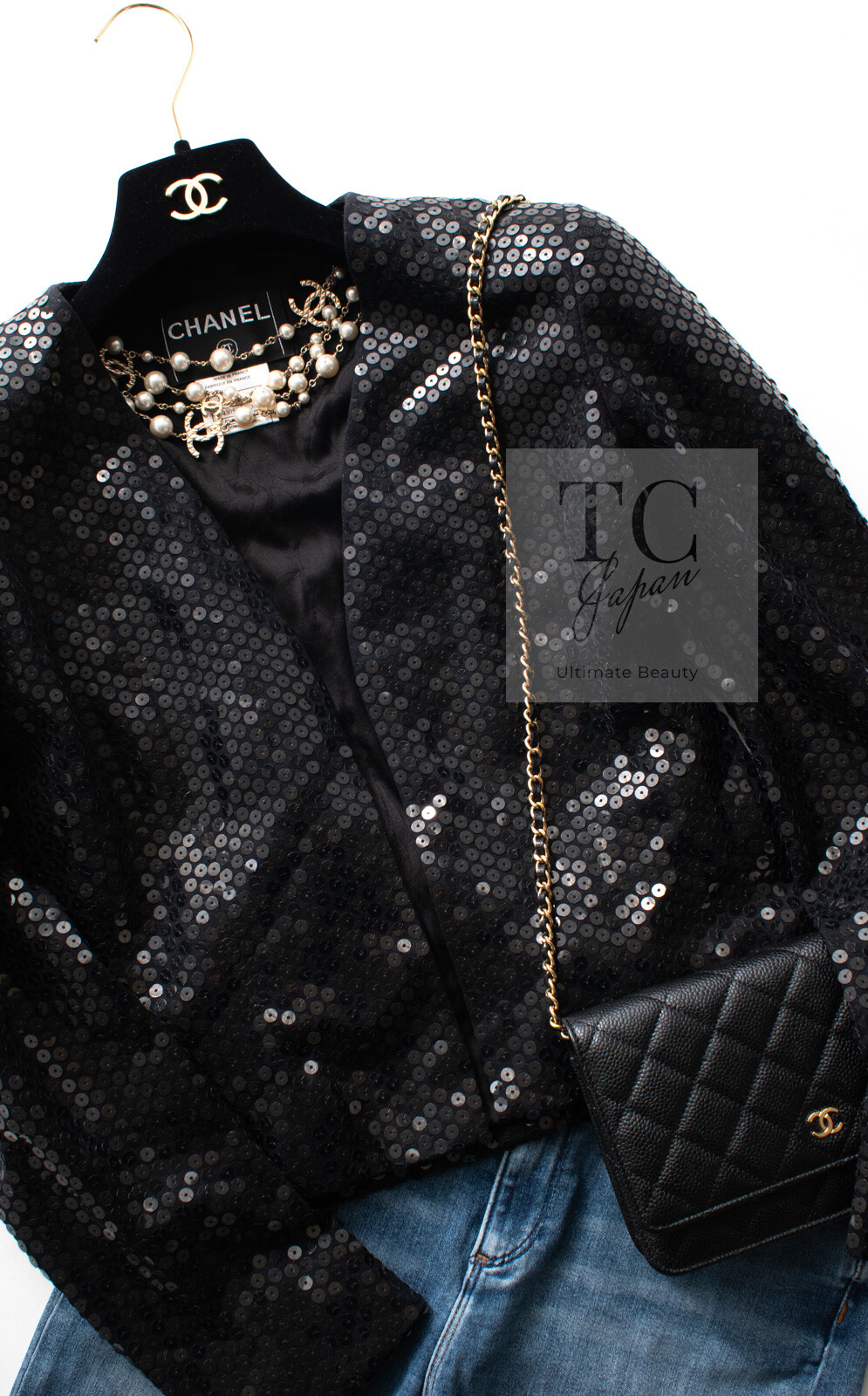 CHANEL 03C Black Sequin Runway  Jacket Karl Lagerfeld 36 38 US4 6 Party_Rare image 4