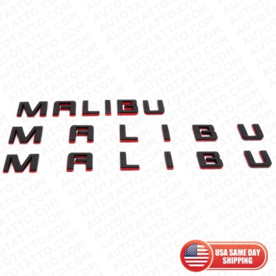 3x 16-23 Chevy Malibu Door & Trunk Letter Emblem Badge Nameplate Redline Edition