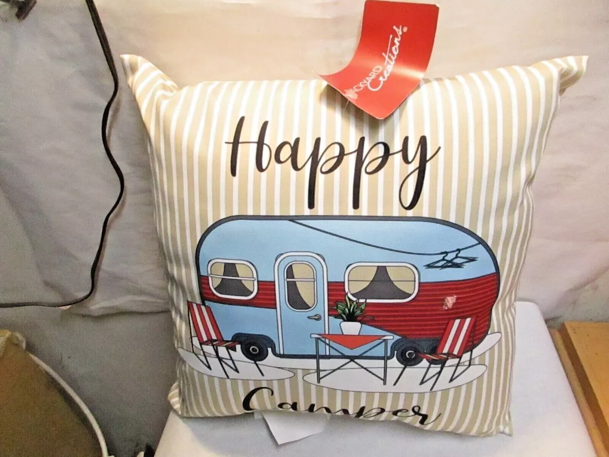 Happy camper top throw pillow