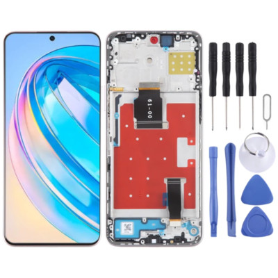 Original Display LCD Screen Replacement Touch Digitizer Gold Frame For Honor X8a