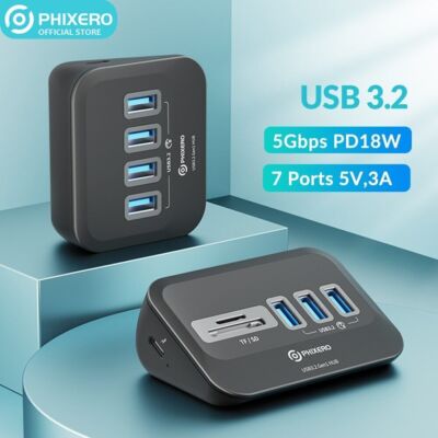 USB 3.0 HUB Verteiler Splitter Adapter Super Speed Datenhub 3/4 Ports TF Reader