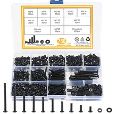 Metric Nuts and Bolts Assortment Kit, 750 Pcs M3 Button Head Hex Socket Cap Scre