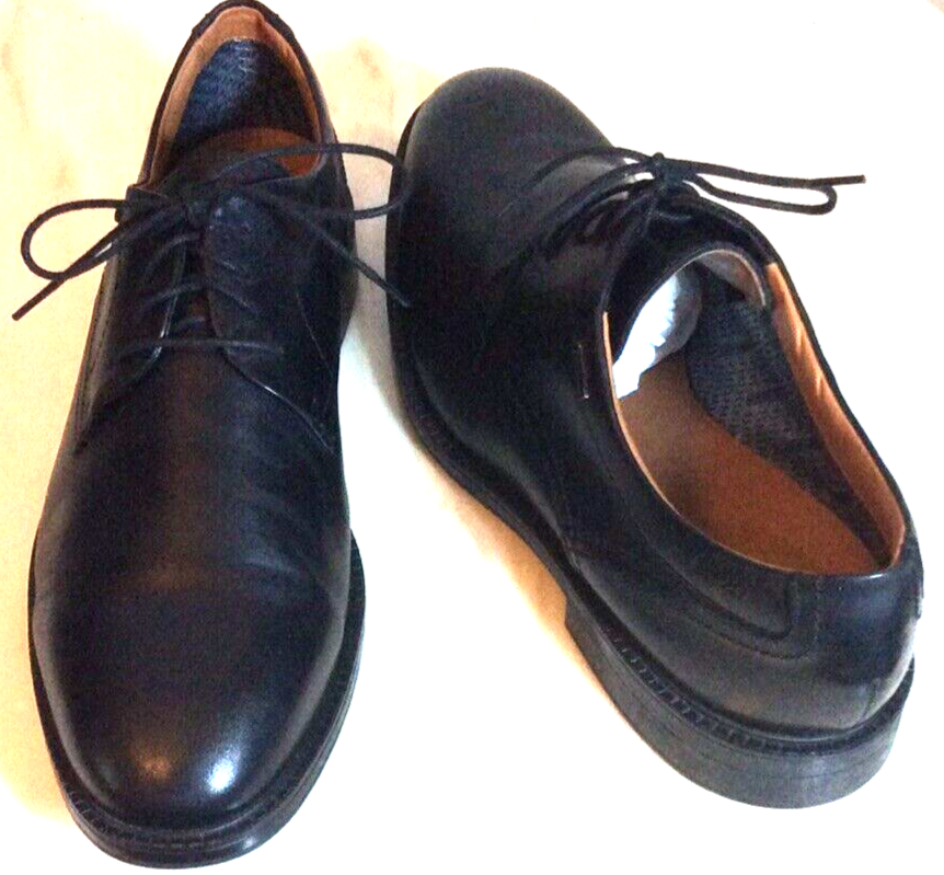 CLARKS 1825 Men's Black Leather Almond Toe Derby Oxford Shoes #14885 Size 12