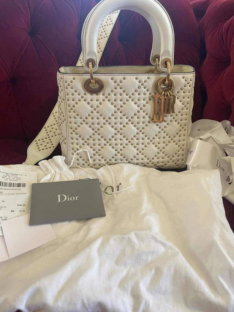 CHRISTIAN DIOR Lambskin Cannage Mini Top Handle Drawstring Bag