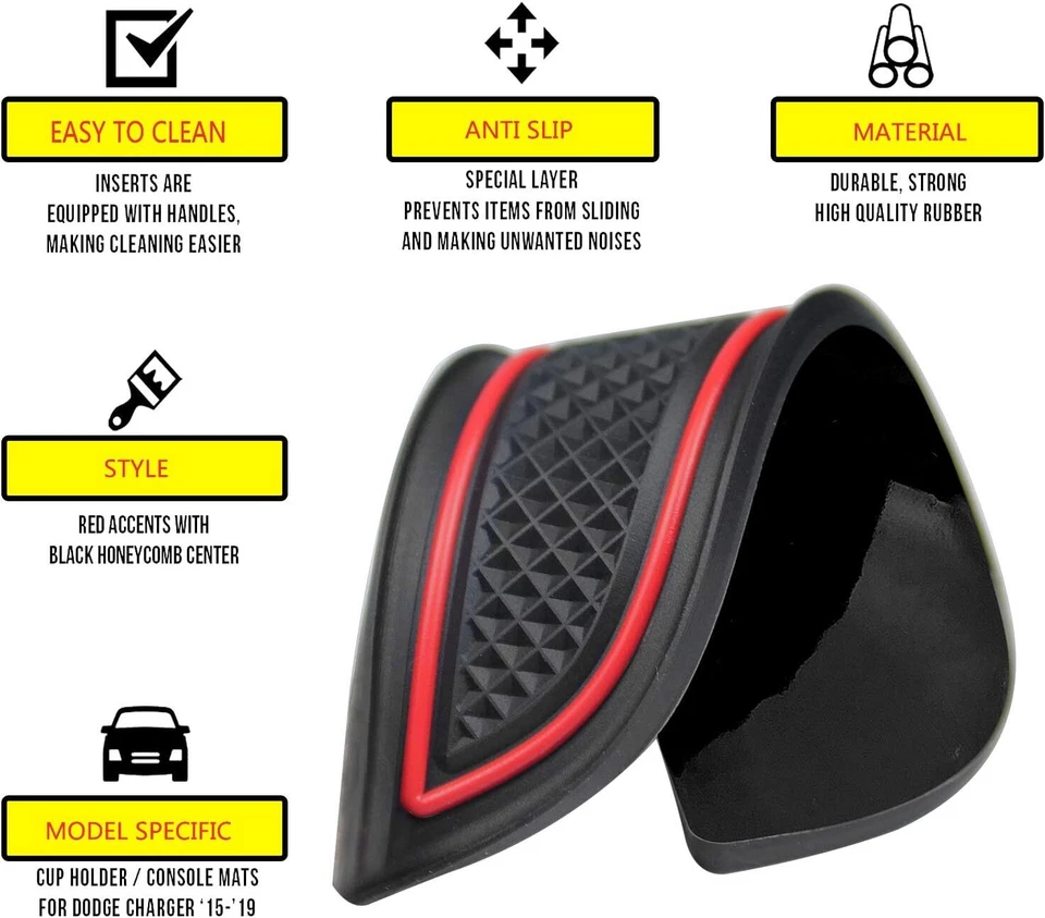 Fit For Dodge Challenger 2015-2023 Custom Cup, Door, Console Liner Accessories Foto 2 de 4