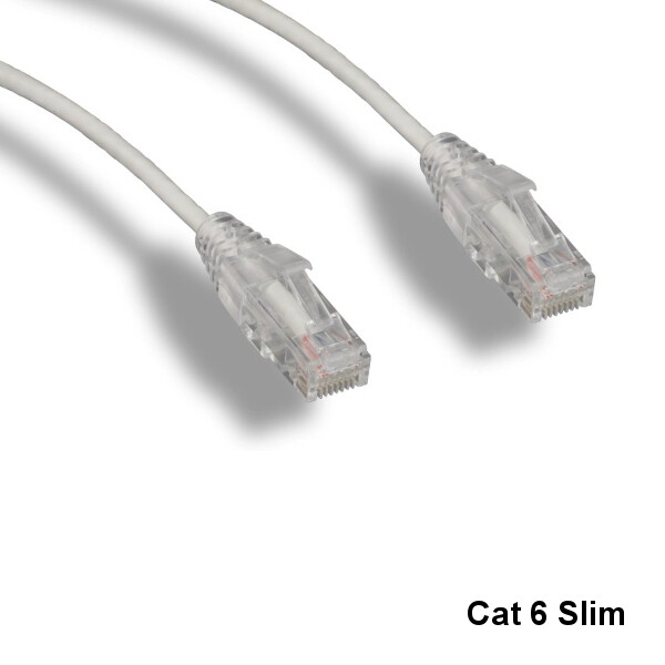 Kentek White 15ft Slim Cat6 UTP Ethernet Patch Cord OD 3.6MM 28AWG Clear Boot