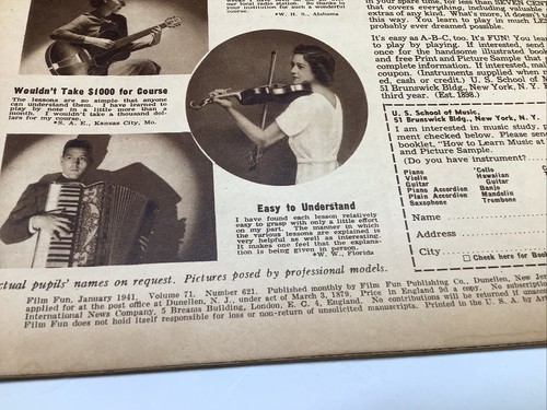 Film Fun Magazine Jan 1941 Nina Orla Writing On Cover May Be Autograph? - Picture 8 of 12