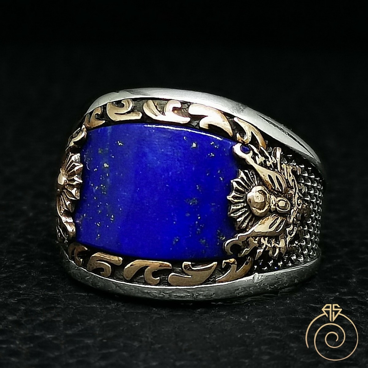 Lapis Lazuli Men's ٍStatement Ring Silver Blue Custom Signet Band | eBay
