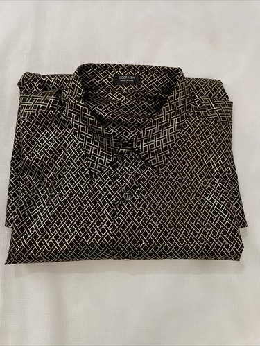 Coofandy Mens Shirt L Long Sleeve Black With Gold Pattern - Picture 15 of 15