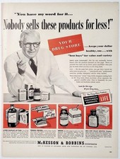 Vintage 1951 Print Ad McKesson & Robbins Drug Store Man Lavoris One-A-Day