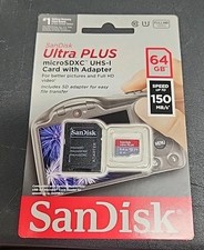 SANDISK Ultra Plus 64GB microSDXC UHS-I Card w/ Adapter Speed Up to 150MB/s New
