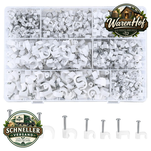 Kabelschellen 700 Stk Nagelschellen Kabelklemmen Weiß FüR Netzwerkkabel 0,48 Kg-image
