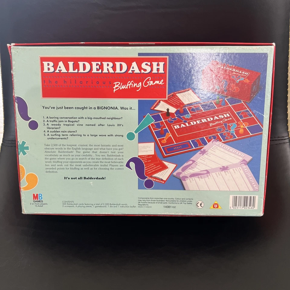 VINTAGE 1992 BALDERDASH GAME HASBRO UK ENGLAND RELEASE RARE 100% COMPLETE HTF MB - Image 2 of 4