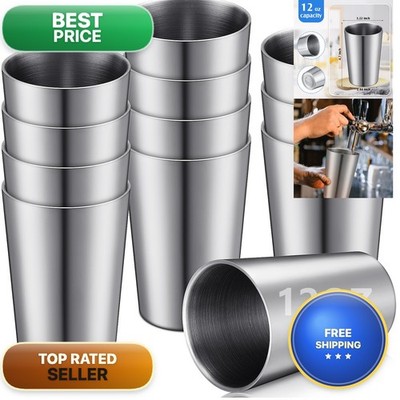 Ziliny 12 Pack 12oz Stainless Steel Tumbler Cups Silver