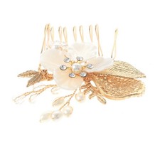 Gold Tone Metal Hair Comb With Clear Rhinestone HA1923-GIV