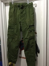Wonder Nation Boys Green Army Cargo Pants Joggers Size L 10-12