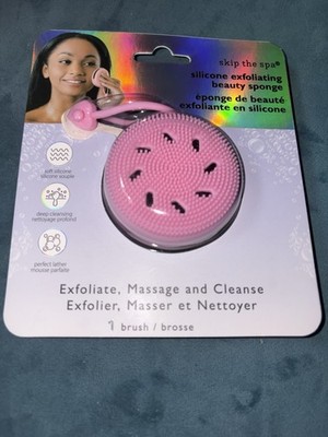 skip the spa Pink Silicone Exfoliating Beauty Sponge, Deep Cleansing