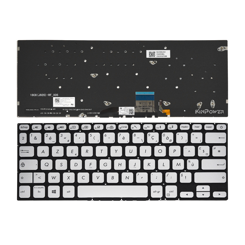 Clavier Azerty Français Asus S430U rétroéclairé noir de rechange