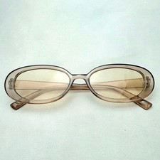 Clear Oval Thick Frame Smokey Brown Fashion Sunglasses