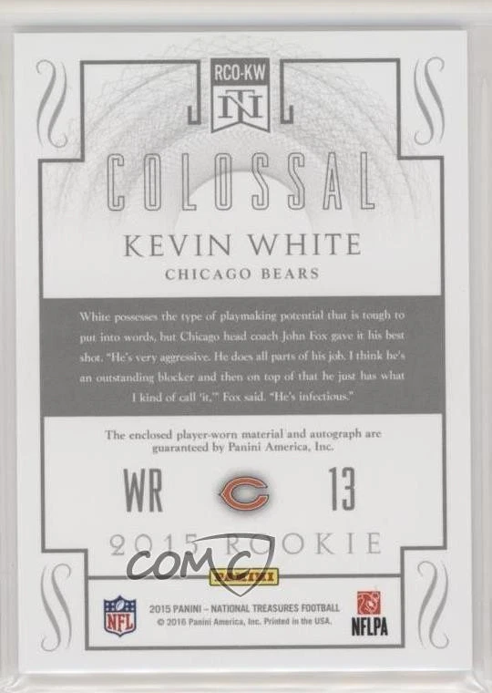 2015 Panini National Treasures /49 Kevin White #RCO-KW Auto RC - Image 2 of 2