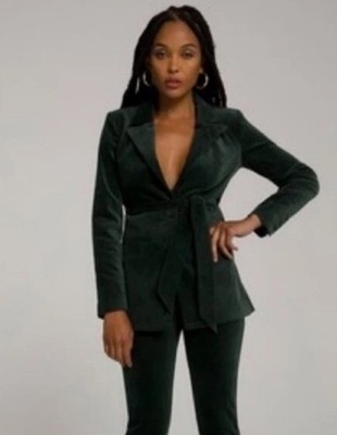 Good American Green Velvet Fit and Flatter Blazer Jacket Size 1 Small NWT