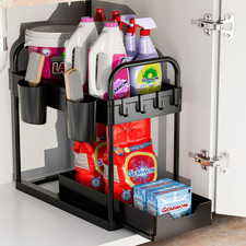 Under Sink Storage Kitchen Organiser, 2 Tier Sliding Kitchen Storage under Sink