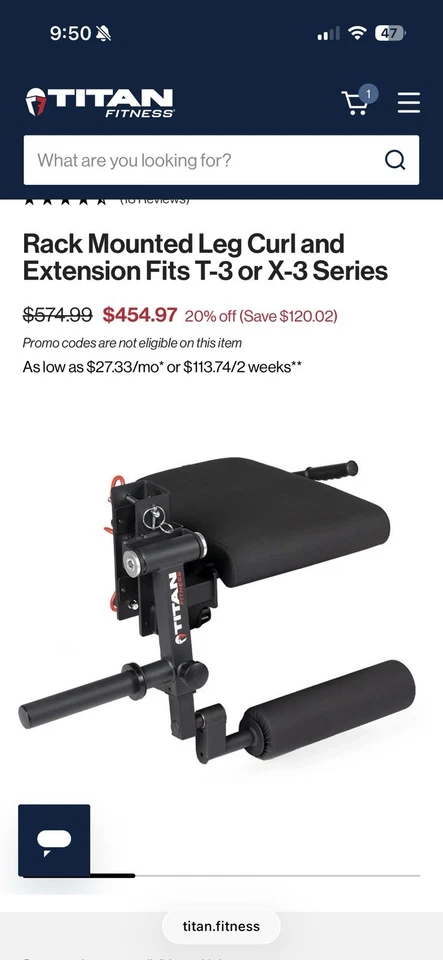 Rack Mounted Leg Curl and Extension Fits T-3 or X-3 Series - Image 2 of 2