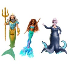 Mattel Disney The Little Mermaid Ariel, King Triton and Ursula Dolls, Set of 3 F