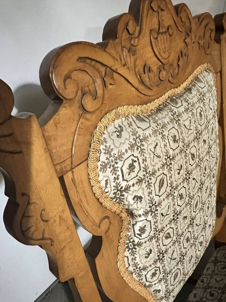 Antique Wooden Rocking Chair - Upholstered Vintage Accent Seating FAST SHIPPING - Image 4 of 4