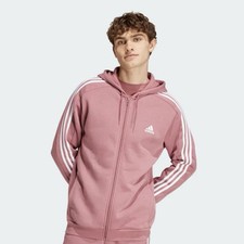 Mens Adidas Preloved Crimson Essentials Fleece Full zip 3 stripes IX0166