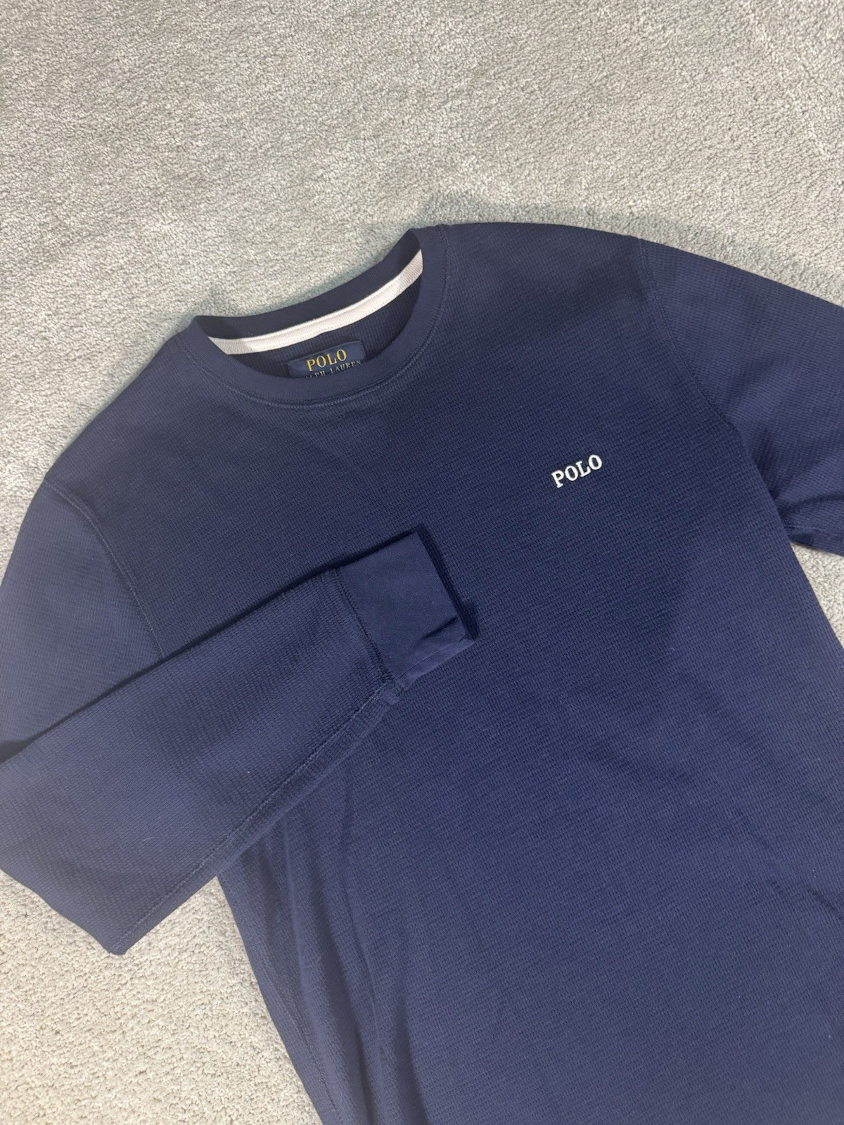 Polo Ralph Lauren camicia termica uomo M blu navy waffle maglia pigiama pony