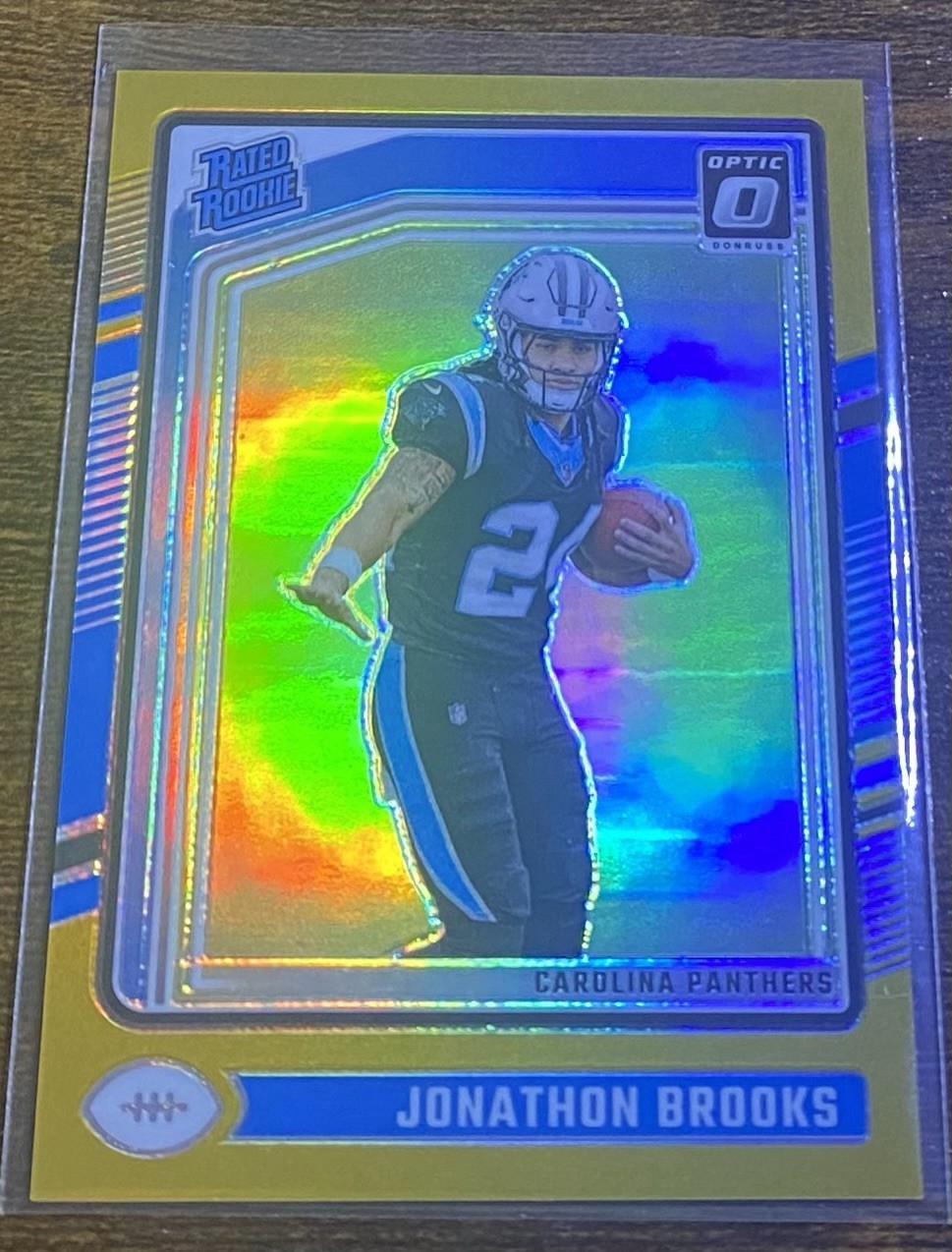 Jonathon Brooks 2024 Panini Donruss Optic Rated Rookie Gold RC /10 #258 Panthers