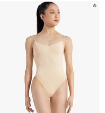 Capezio women  s Camisole Leotard X-Small With Clear Transition Straps Nude