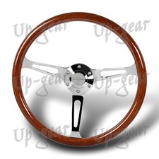 Brown Wood Grain W-power 380mm 6-hole Chrome 3-spoke 15 Steering Wheel Brown Wood Grain W-power 380mm 6-hole Chrome 3-spoke 15 Steering Wheel