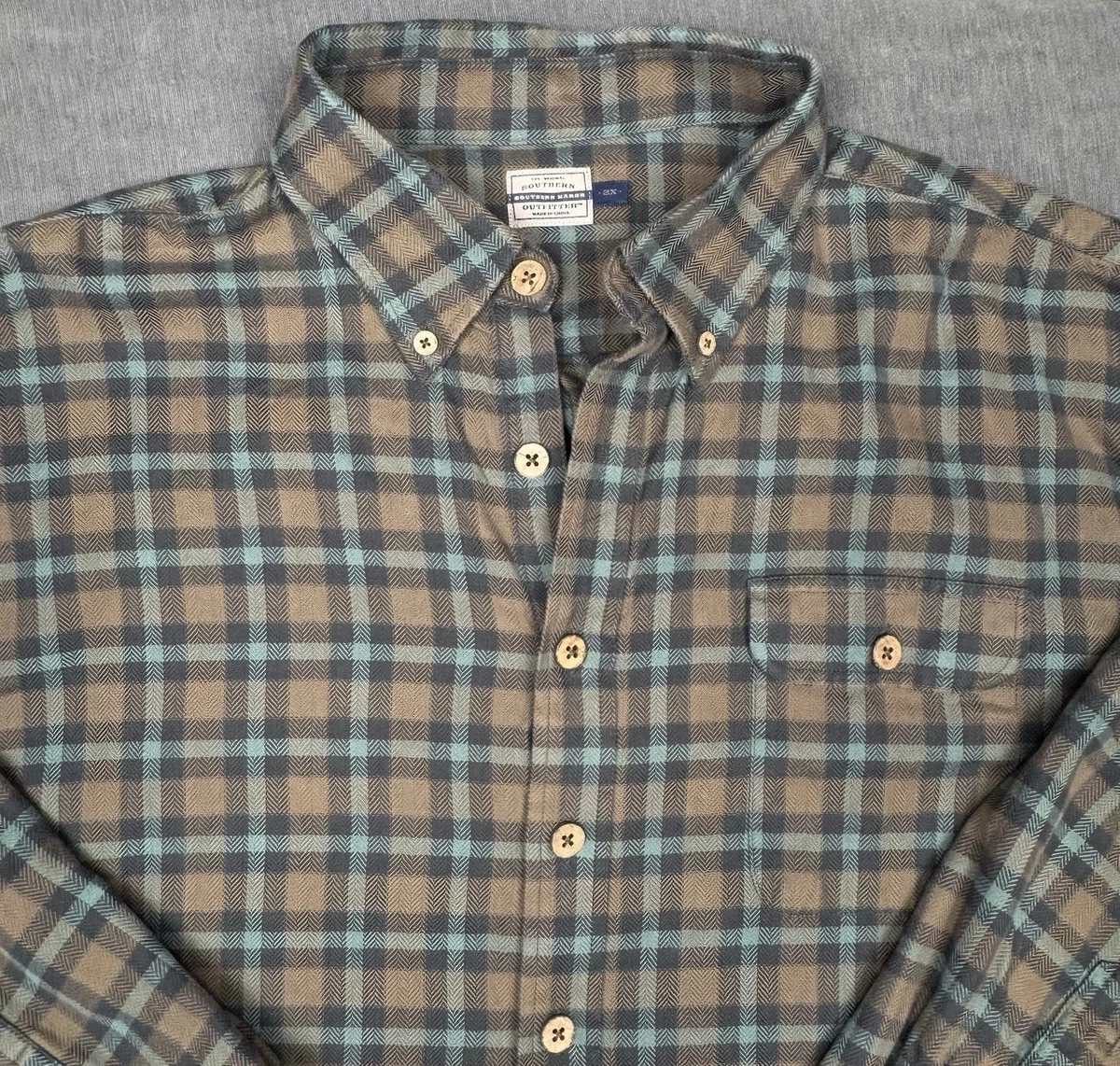 Chemise Southern Marsh Homme – Manches Courtes, Gris, Imprimé Rames, Taille L
