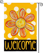 Summer Floral Garden Flag 12X18 Inch Double Sided Outside, Polka Dots Welcome Se