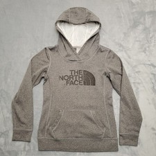 The North Face Hoodie Women XS Gray Logo Spellout Pullover Hooded Sweatshirt