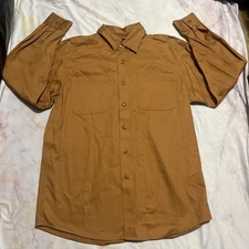 Jesse James Shirt Mens M Brown Industrial Workwear Long Sleeve Button Down Work