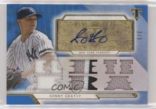 2018 Topps Triple Threads Relics Sapphire 2/3 Sonny Gray #TTAR-SG2 Auto 6fs