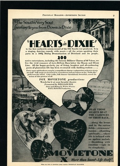1929 Original "Hearts in Dixie" Photoplay ad, Black Americana